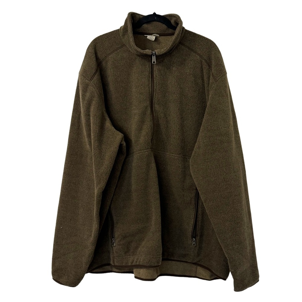 Duluth Trading Mens Sweater 3XL Brown 1/4 Zip Fleece Pullover Outdoor Nature